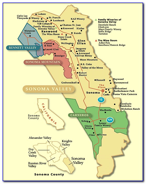 Sonoma Ca Wineries Map