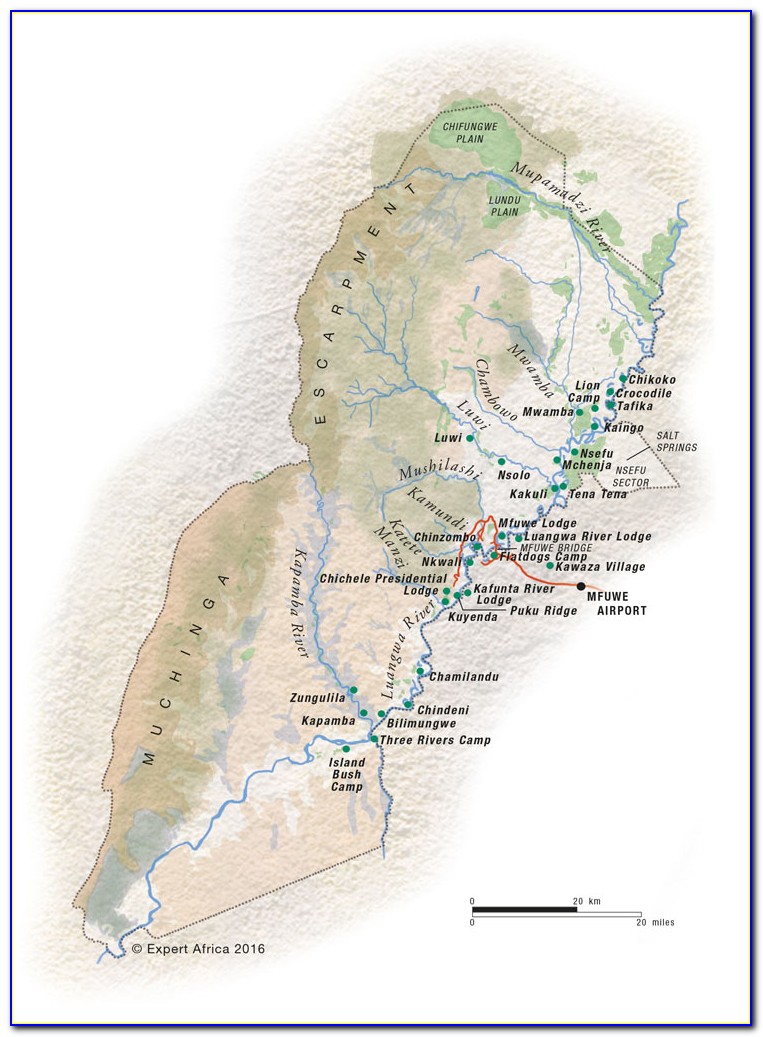 South Luangwa Lodges Map