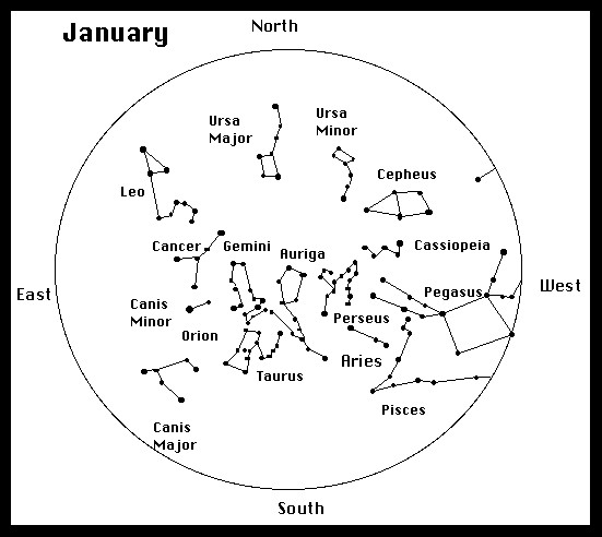 Southern Hemisphere Star Map December