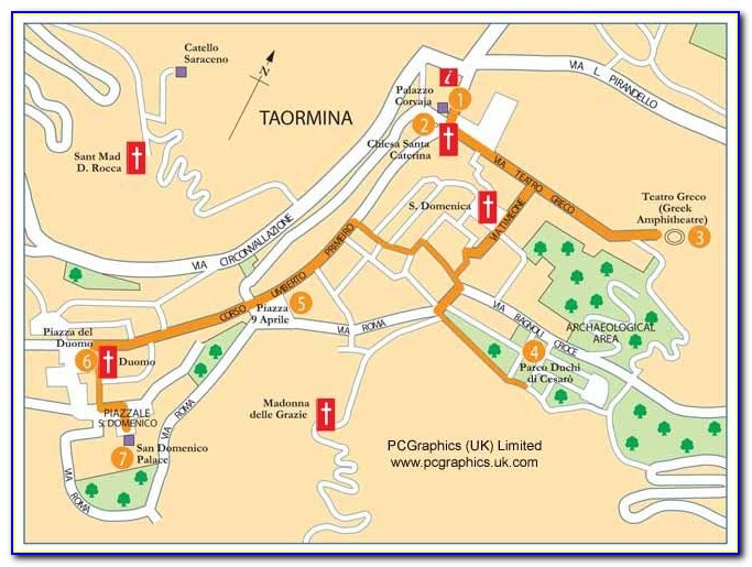 Taormina Sicily Tourist Map