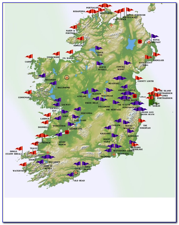 Top Ireland Golf Courses Map