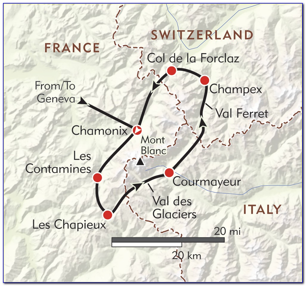 Tour Du Mont Blanc Mapa