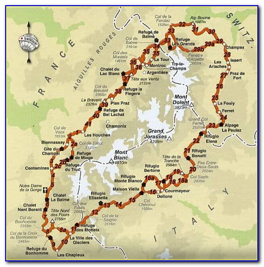 Tour Mont Blanc Mapa