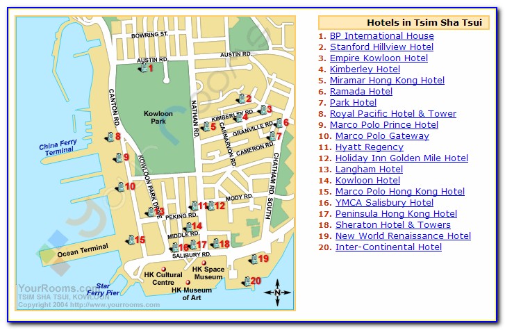 Tsim Sha Tsui Hotels Map