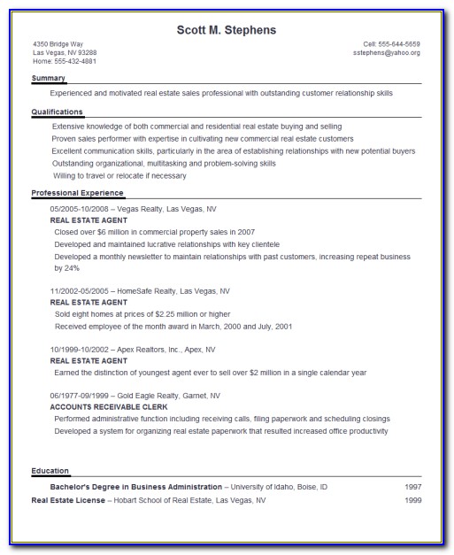 Typing A Resume Format