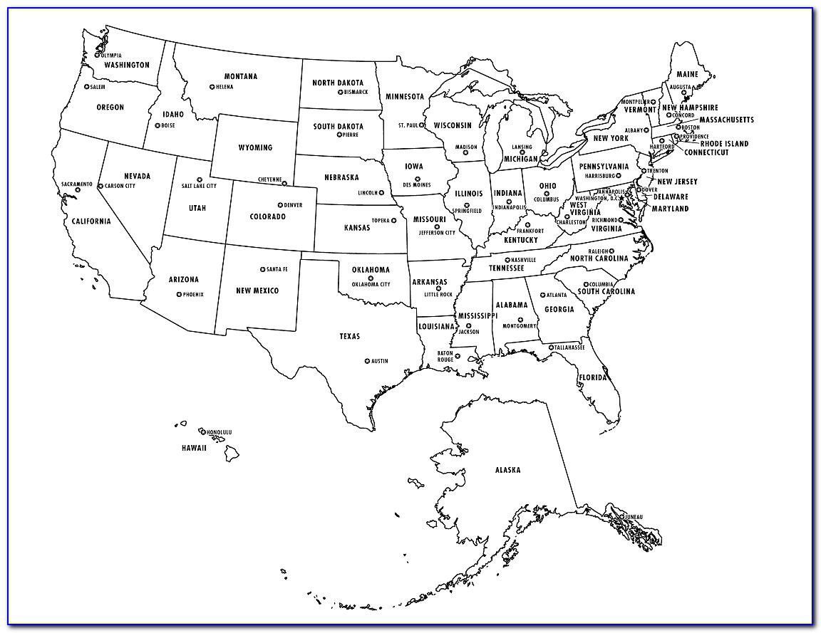 United States Map State And Capitals Names