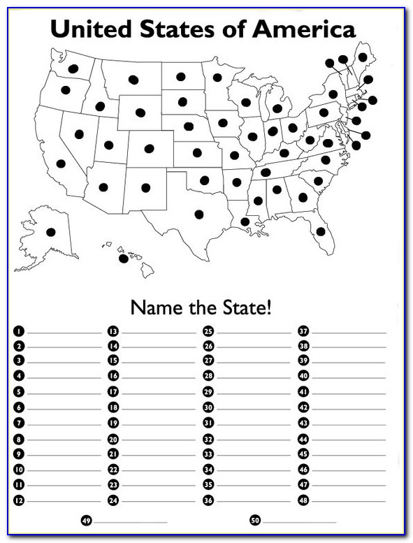 United States Map State Capitals Quiz
