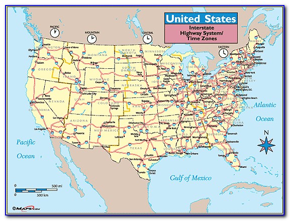 United States Map With Cities And Highways