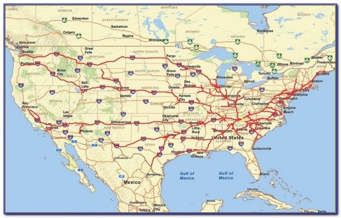 United States Map With Major Cities And Highways