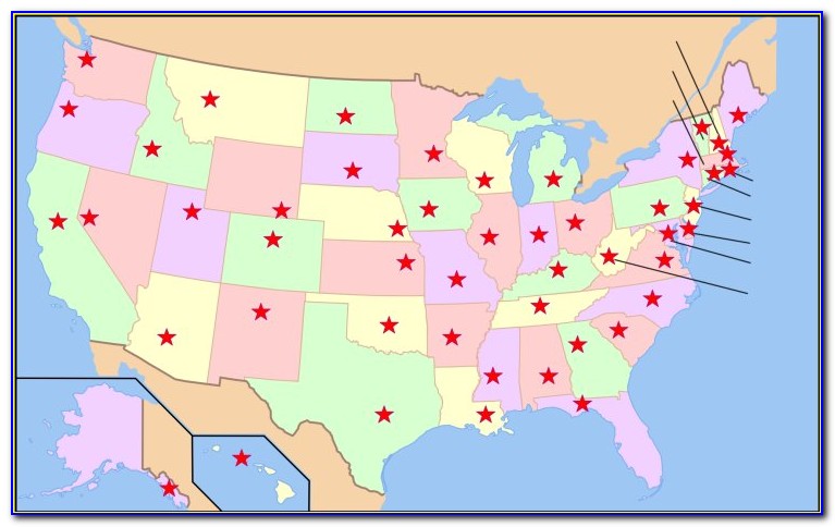 United States Map With State Names And Capitals Quiz