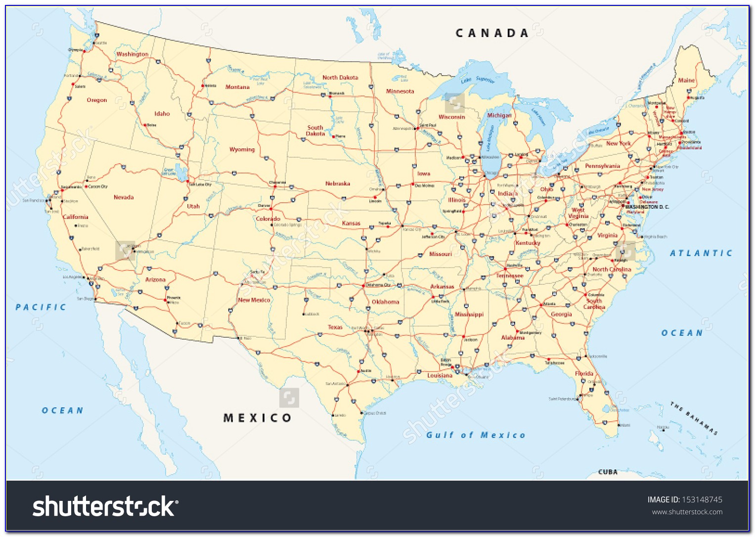 Us Map Image With Interstates