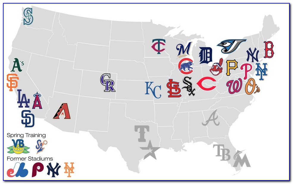 Us Map Of Major League Baseball Stadiums