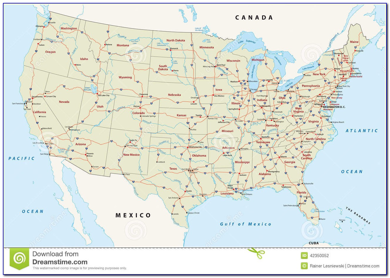 Us Map Showing Interstate Highways