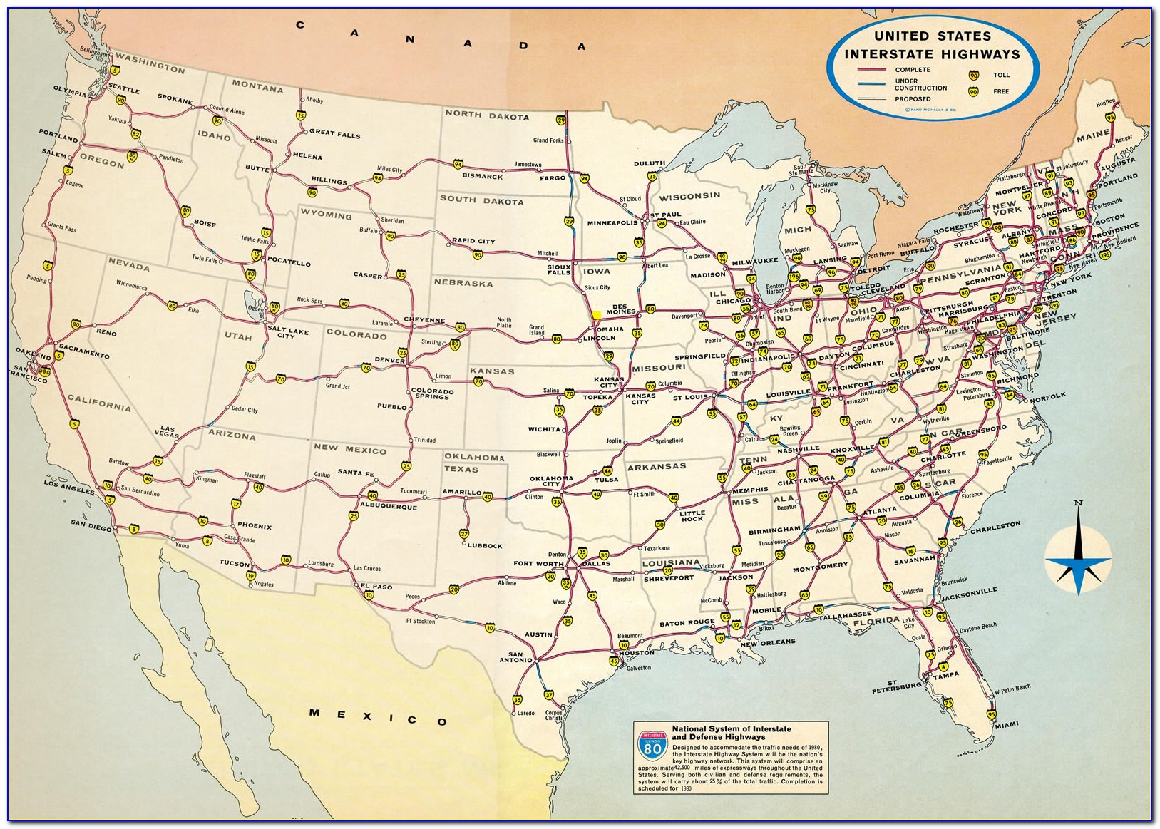 Us Map Showing Interstates