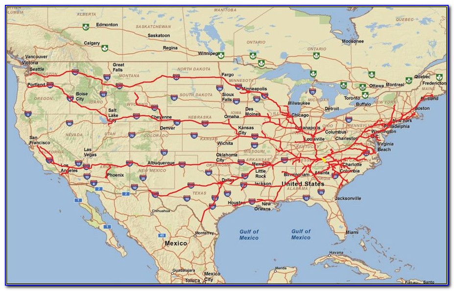 Us Map With Interstates And Cities