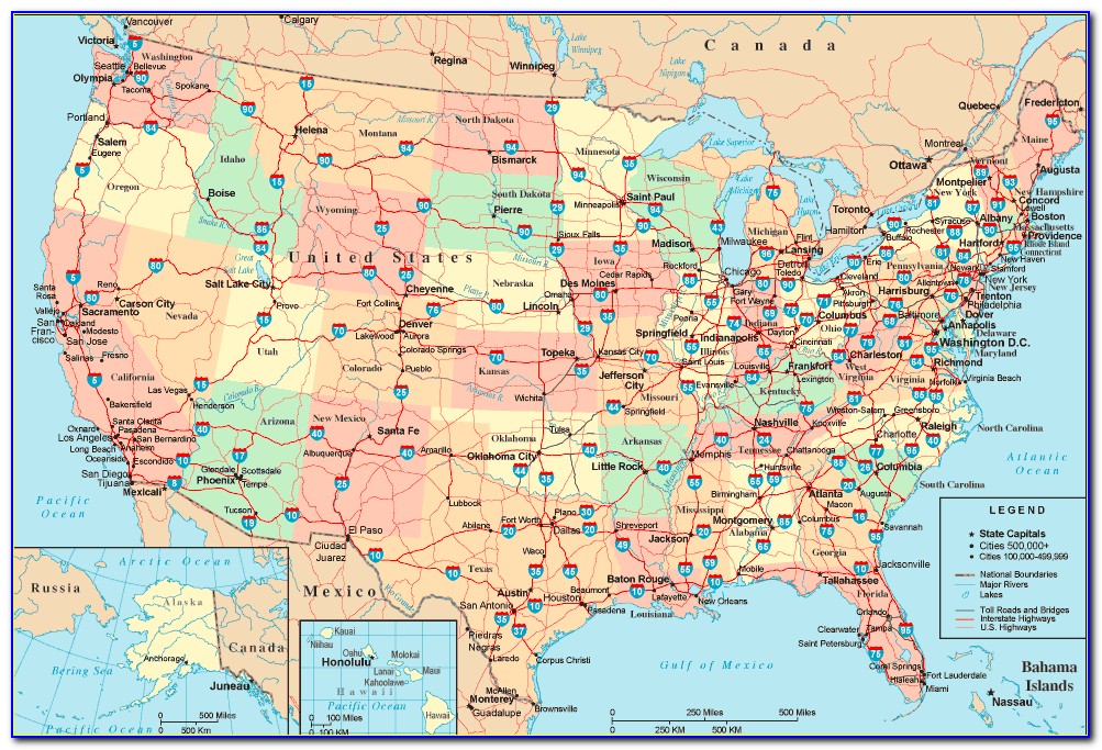 Us Map With Interstates Labeled
