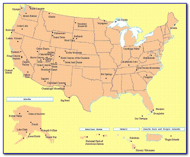 Usa National Parks List Map