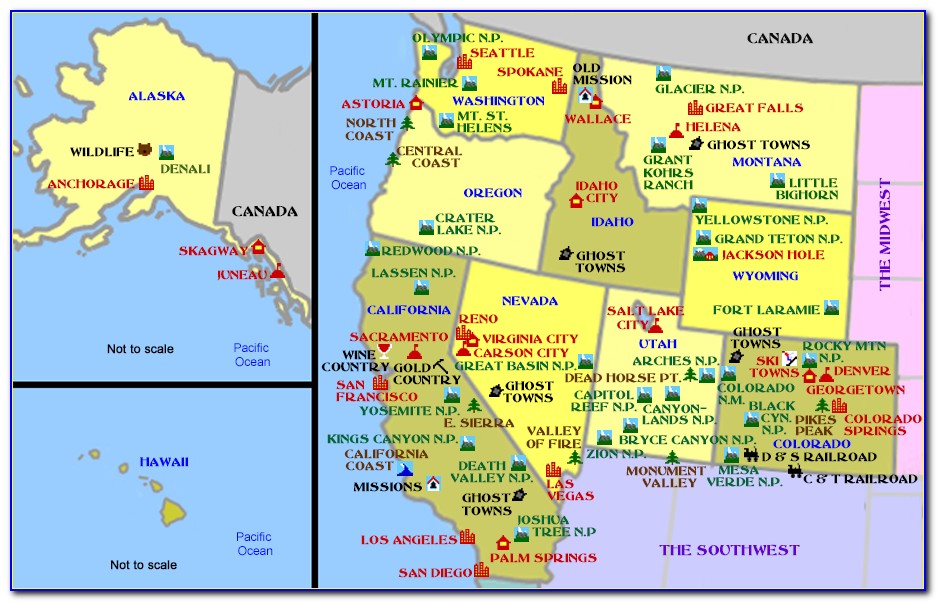 Usa West Coast Map With States And Cities