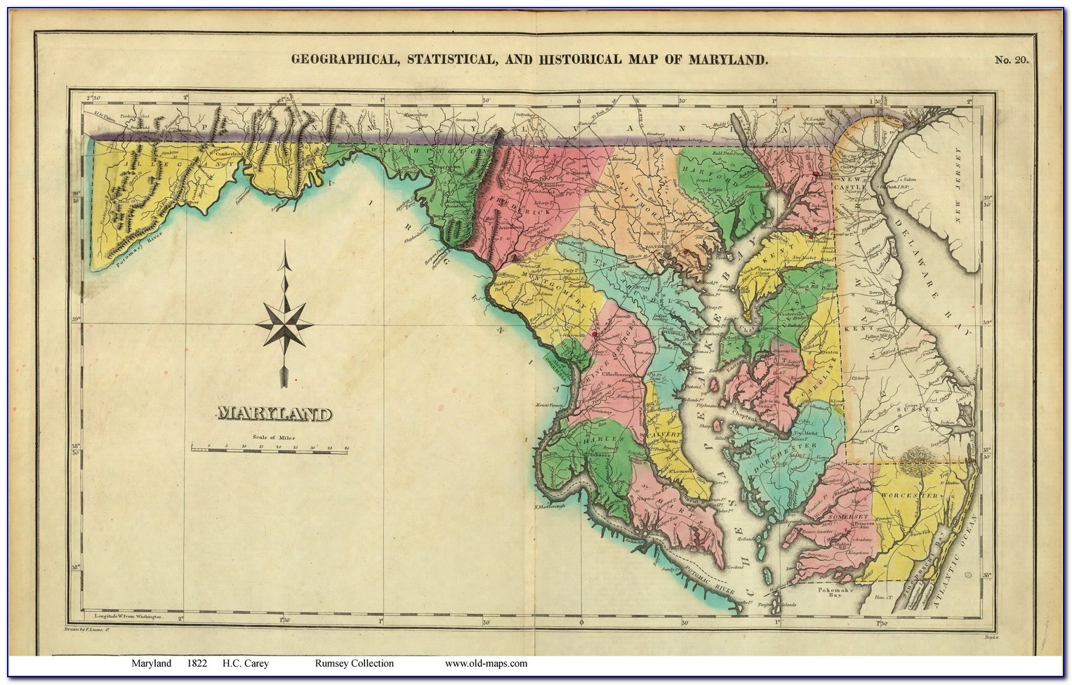 Vintage Maryland Map