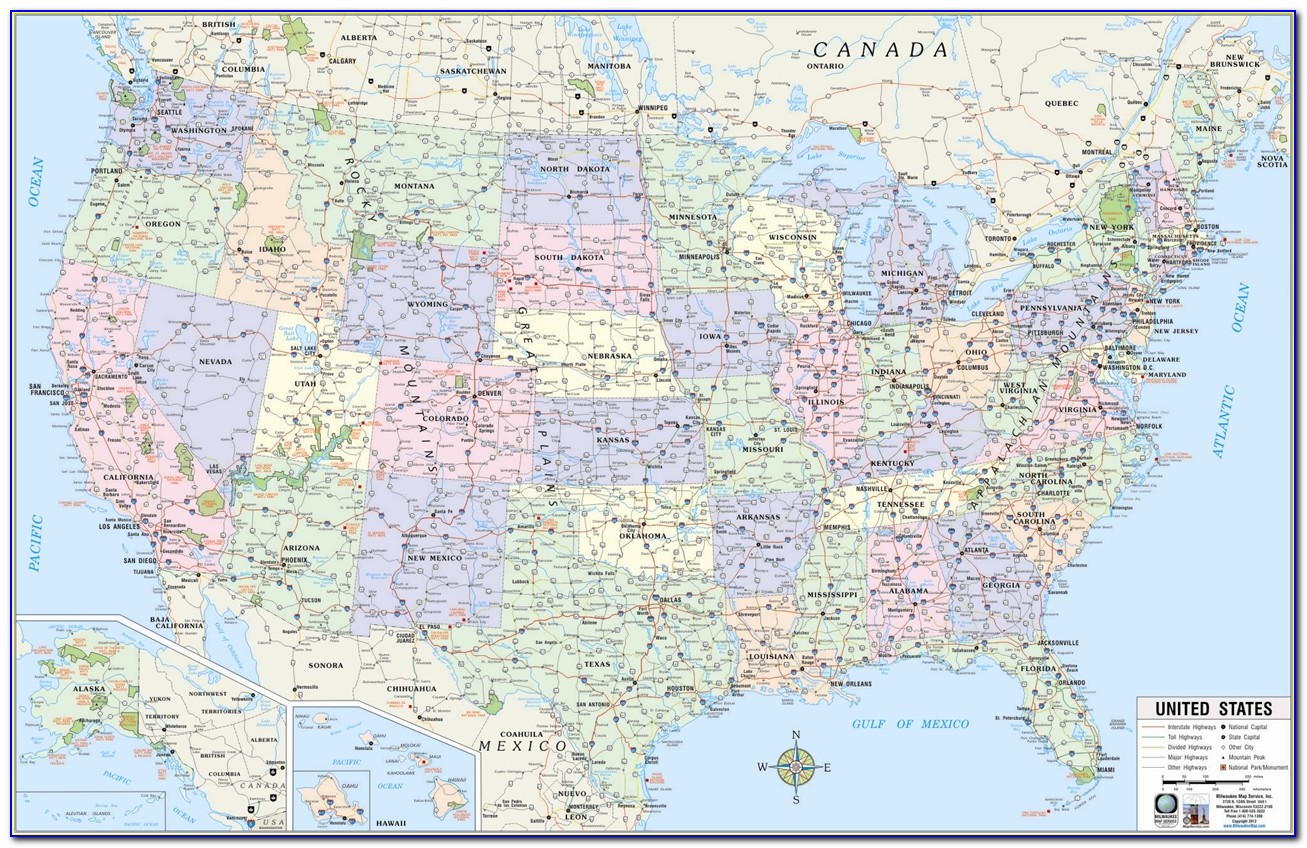 Wall Map Of United States Interstate Highways