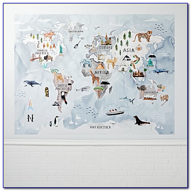 Wall World Map Watercolor Decal Sticker