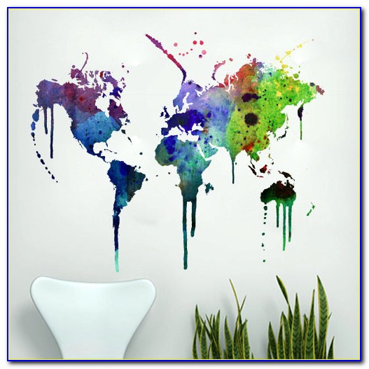Watercolor World Map Wall Decal