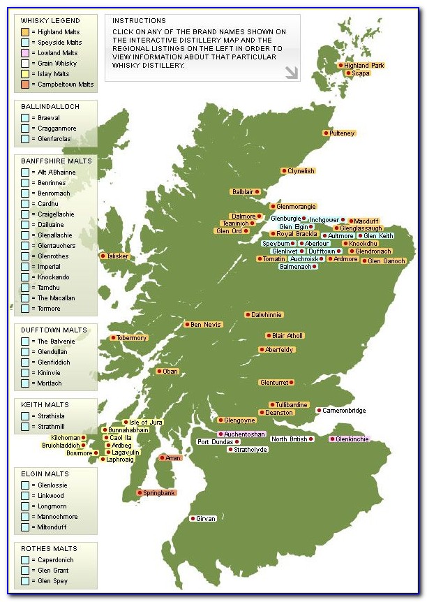 Whisky Distillery Map Of Scotland