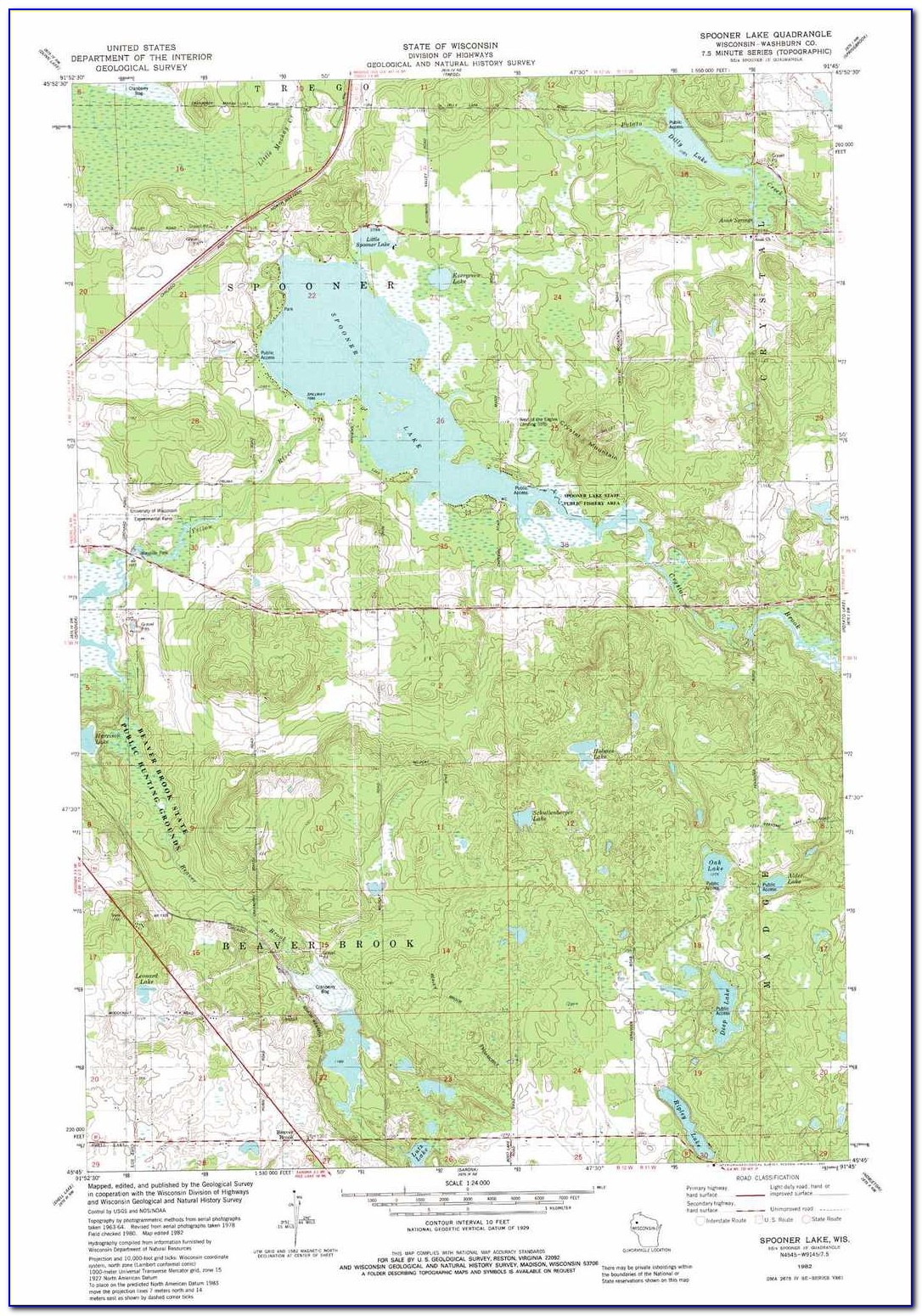 Wisconsin Topographic Lake Maps