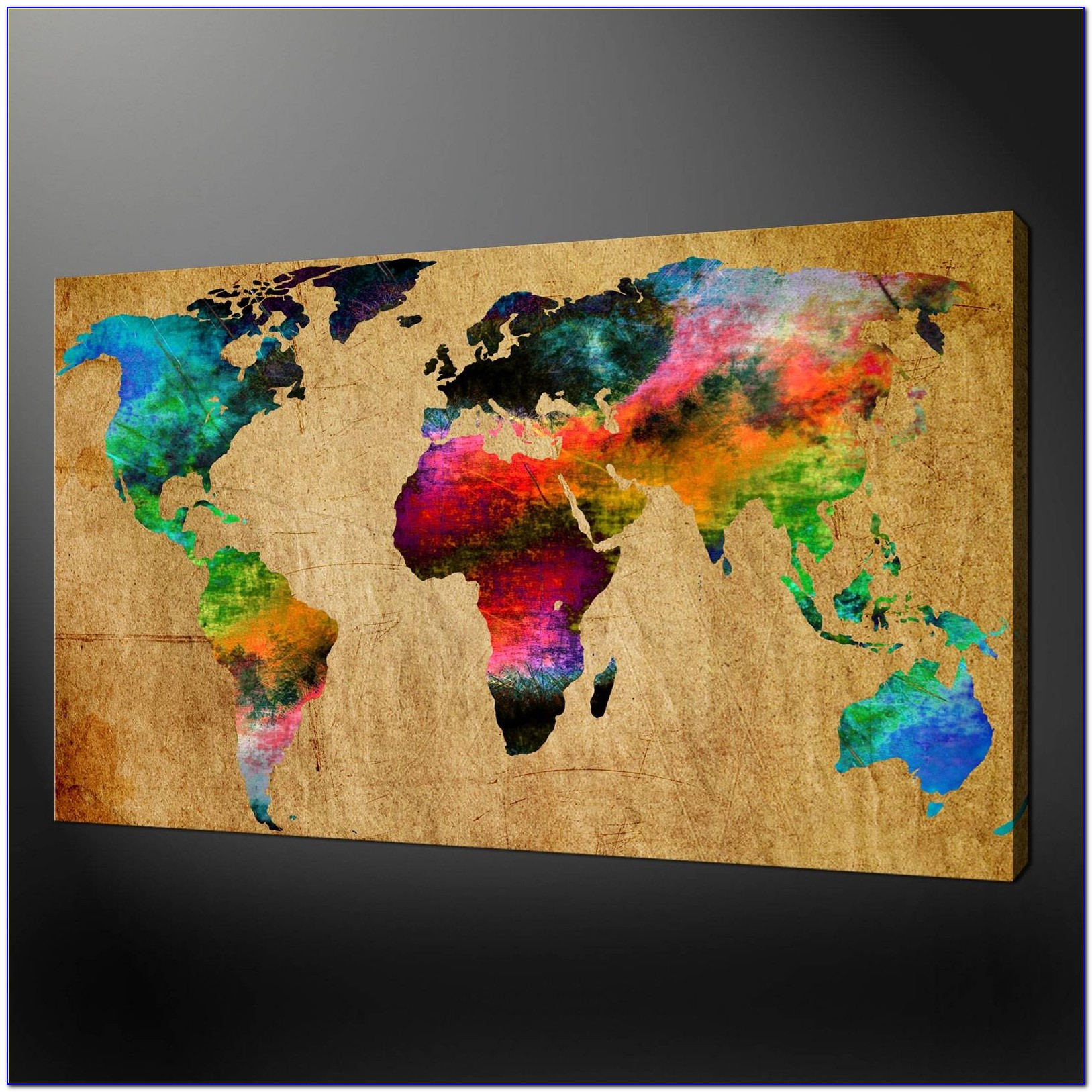 World Map Canvas Wall Art Picture Print With Latest World Map Wall Art Canvas