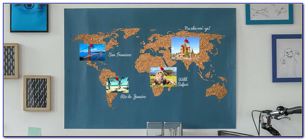 World Map Cork Pin Board Uk