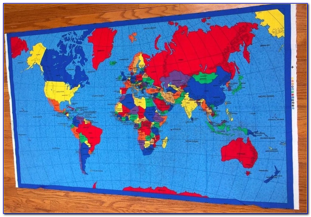 World Map Fabric Panel