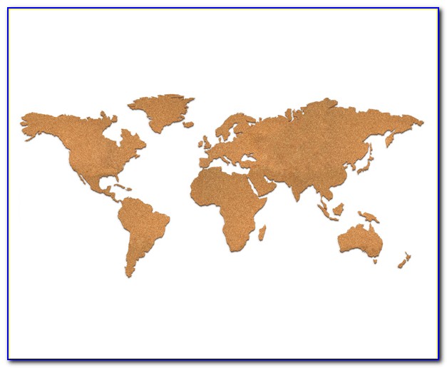 World Map On Cork Board