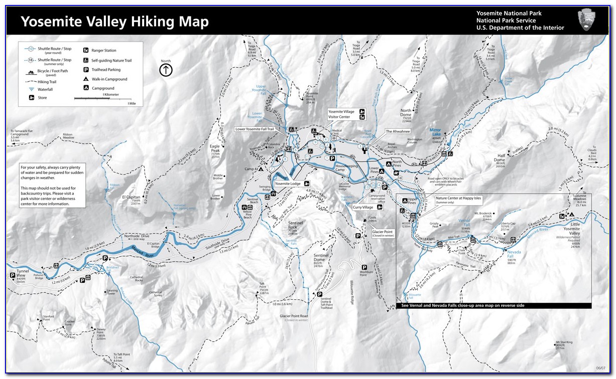 Yosemite Hiking Trail Maps