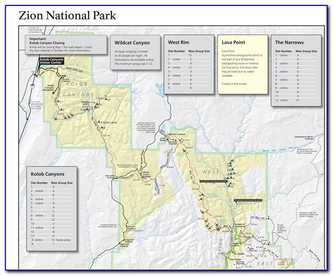 Zion National Park Map And Guide 2017