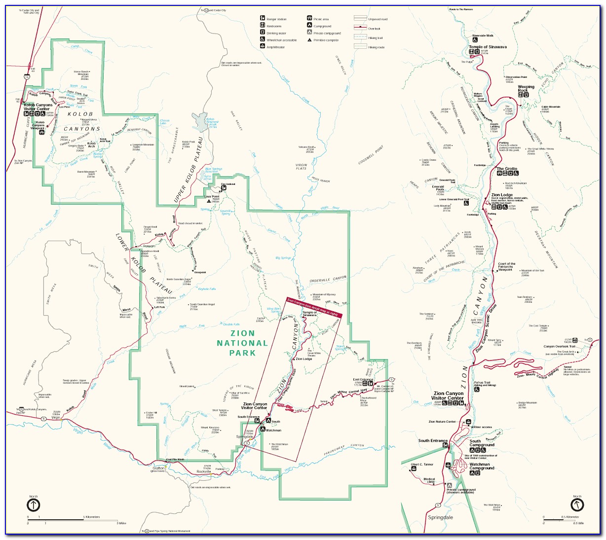 Zion National Park Map And Guide 2018