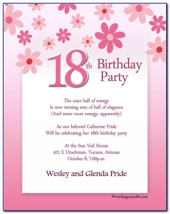 18 Birthday Invitation Templates 18th Birthday Party Invitation Regarding 18th Birthday Invitation Letter