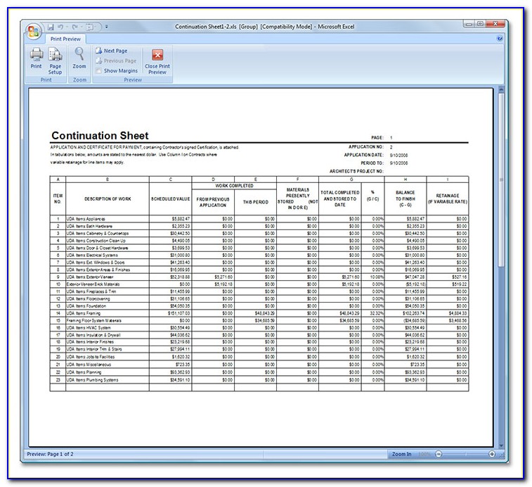 Aia G702 G703 Excel Template