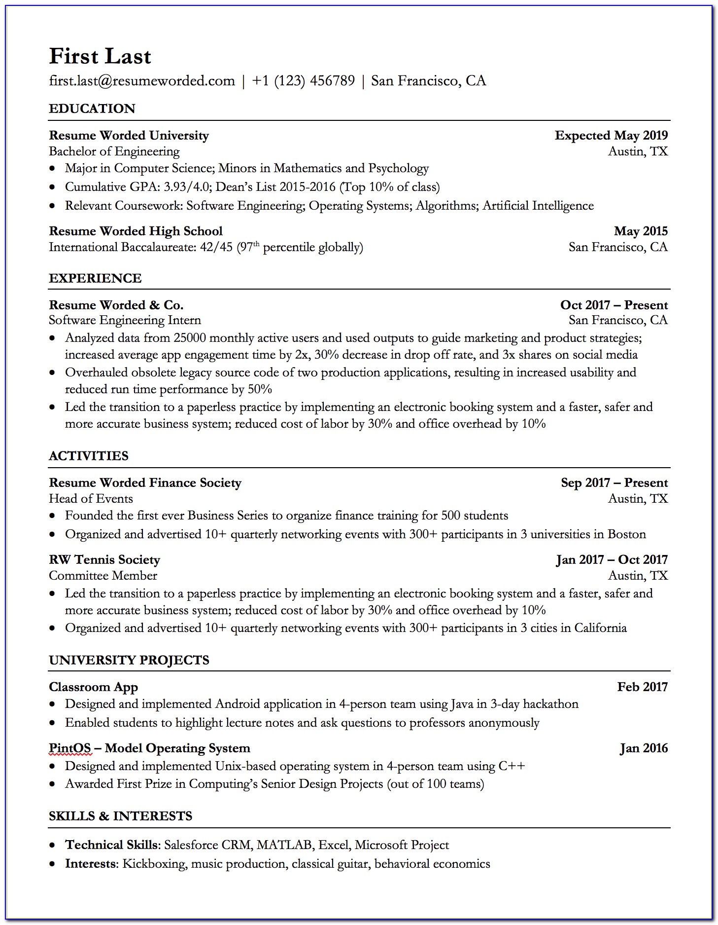 Ats Compatible Resume Format