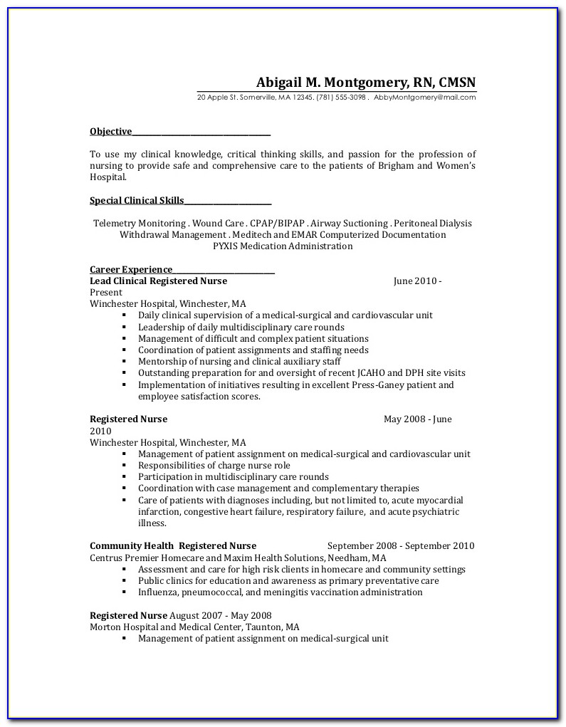 B.sc Nursing Resume Format For Freshers Pdf
