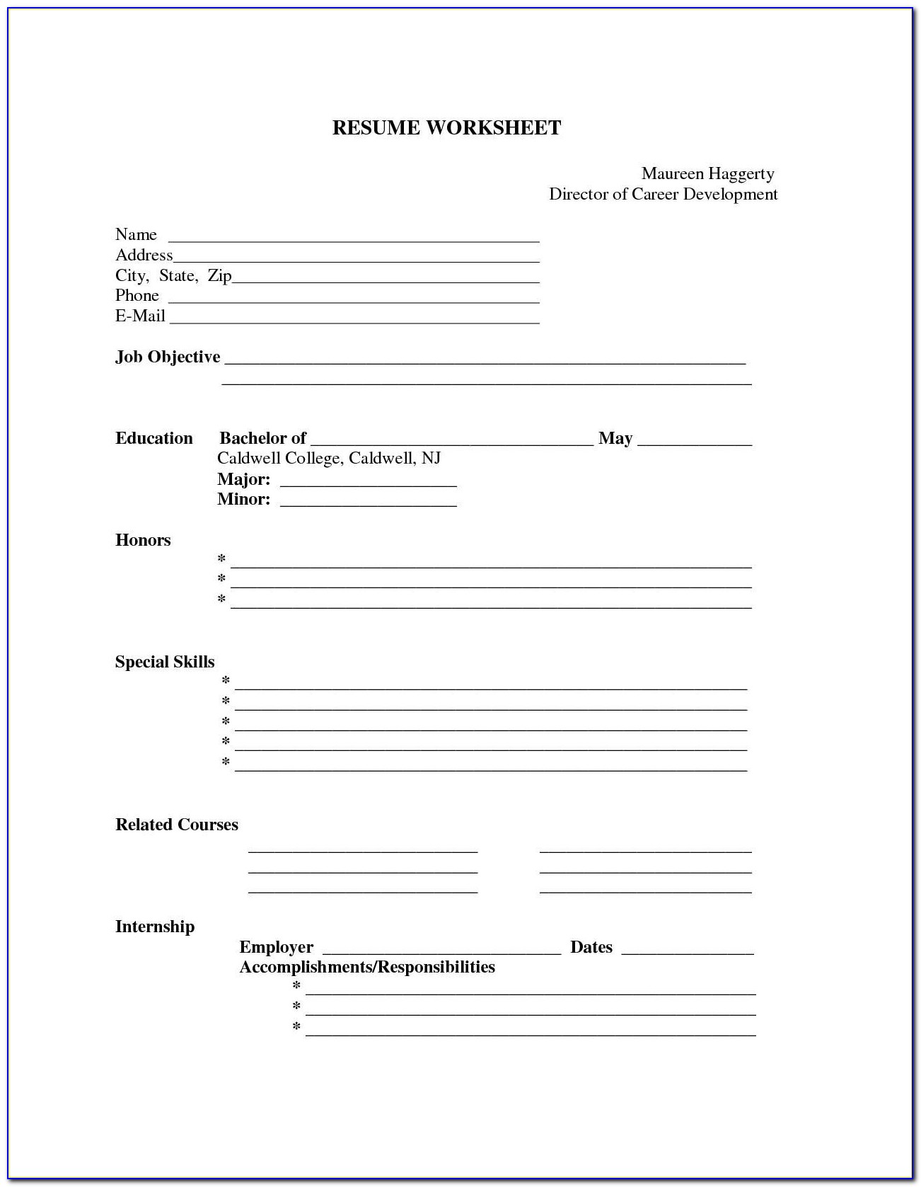 Basic Resume Template Printable