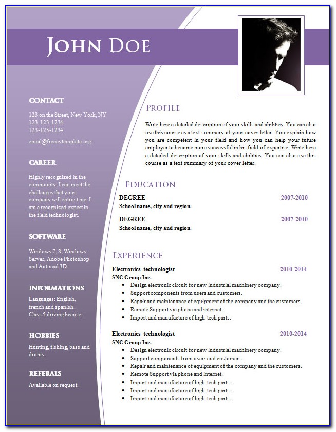 Best Resume Templates Word Format Free Download