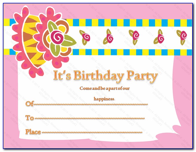 Birthday Party Invitation Card Template