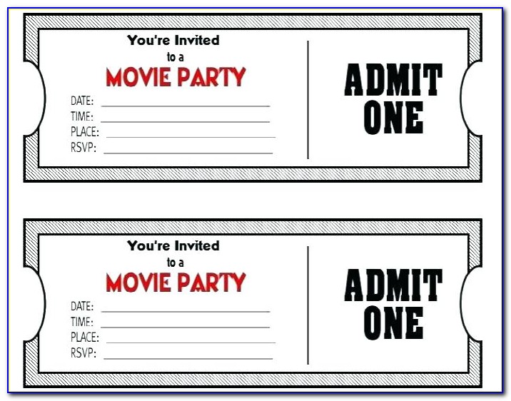 Blank Movie Ticket Invitation Template