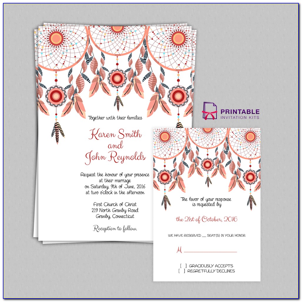 Bohemian Wedding Invitation Template