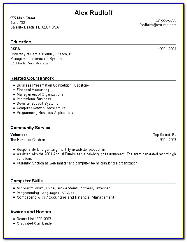 Build Resume With No Work Experience