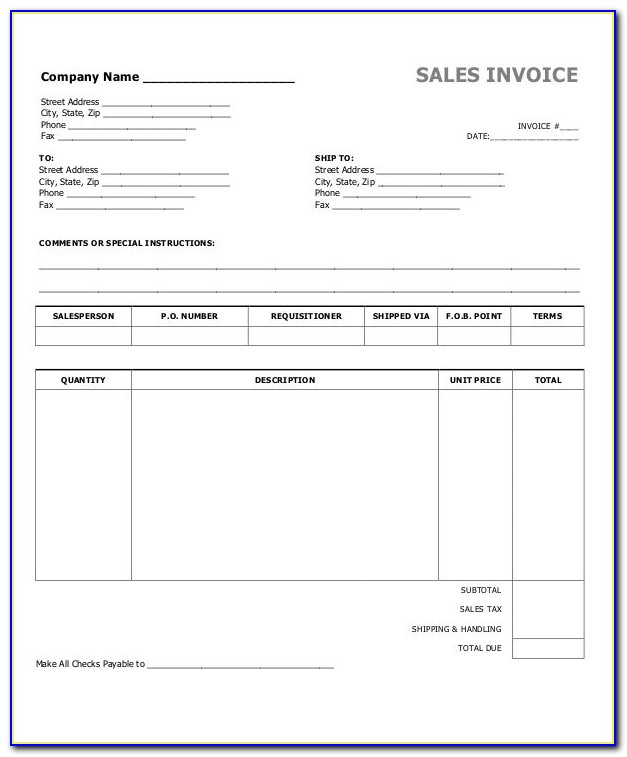 Cash Invoice Template Excel