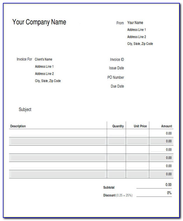 Cash Received Invoice Template