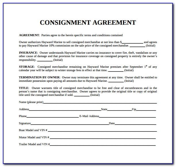Consignment Contract Template Free