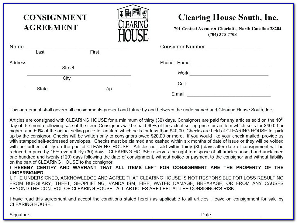 Consignment Contracts Examples