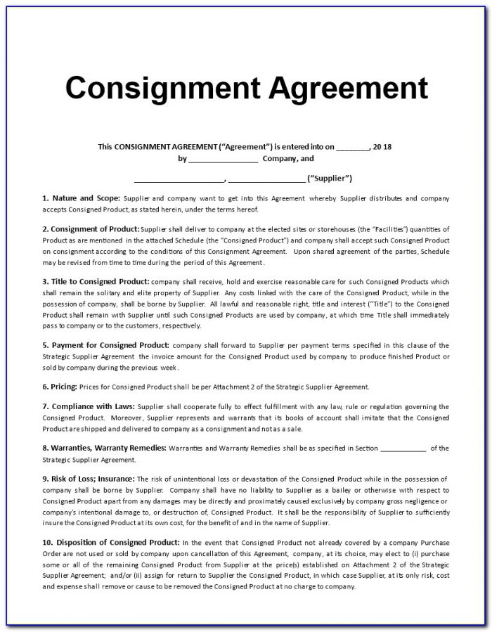 Consignment Stock Contract Template